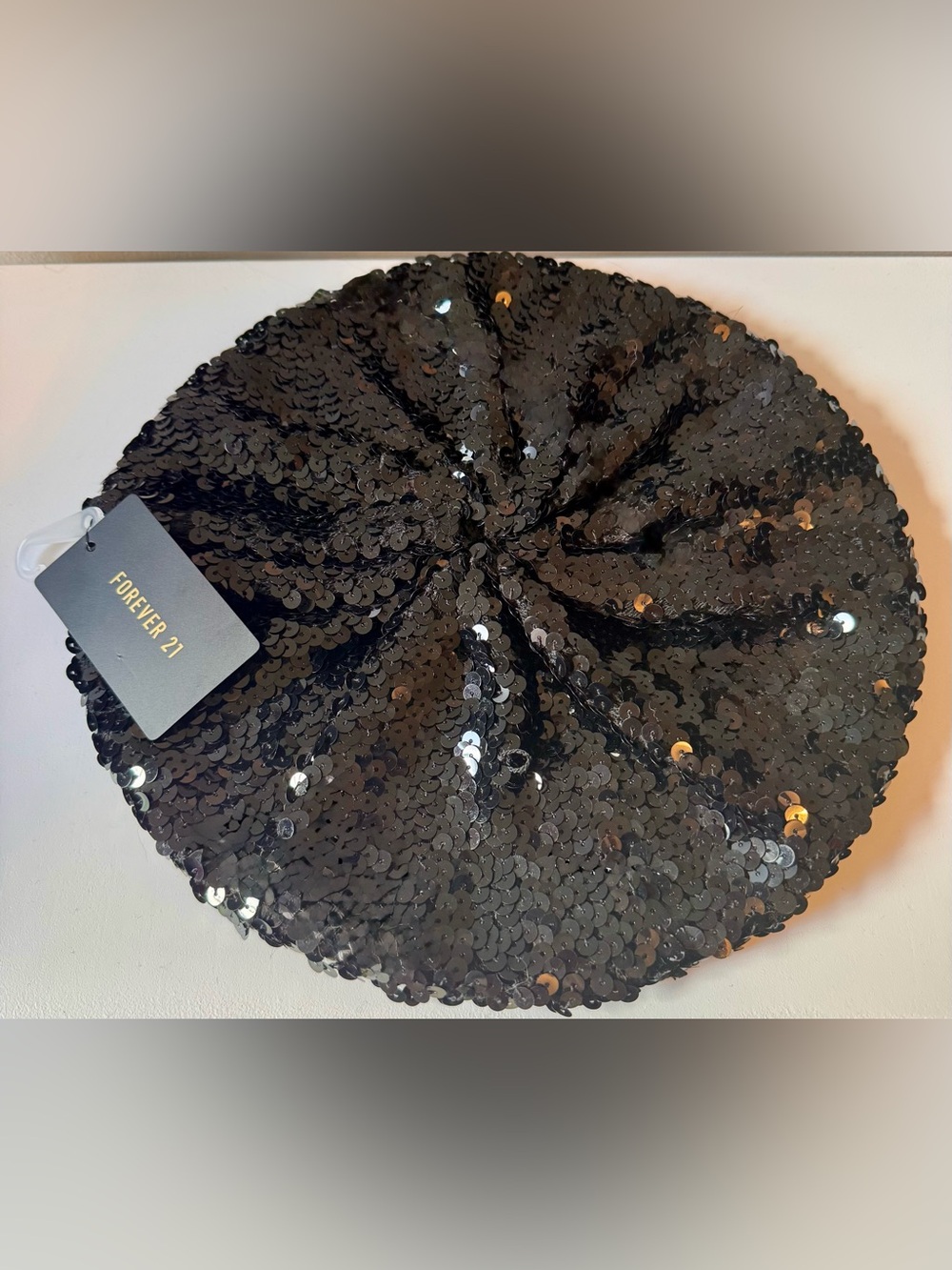 Forever 21 Black Sequin Beret Hat